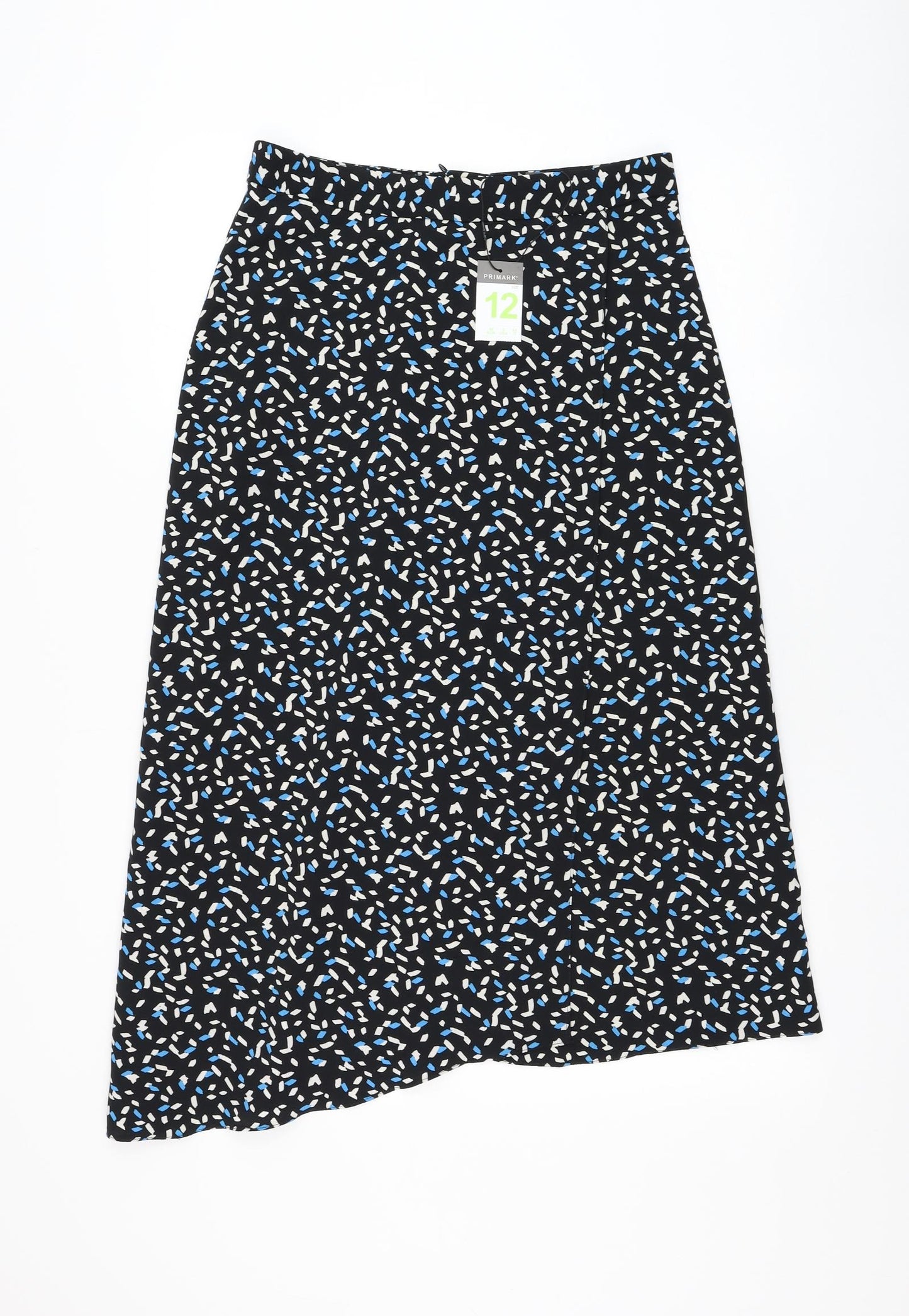 Primark Womens Black Geometric Polyester Maxi Skirt Size 12 Zip