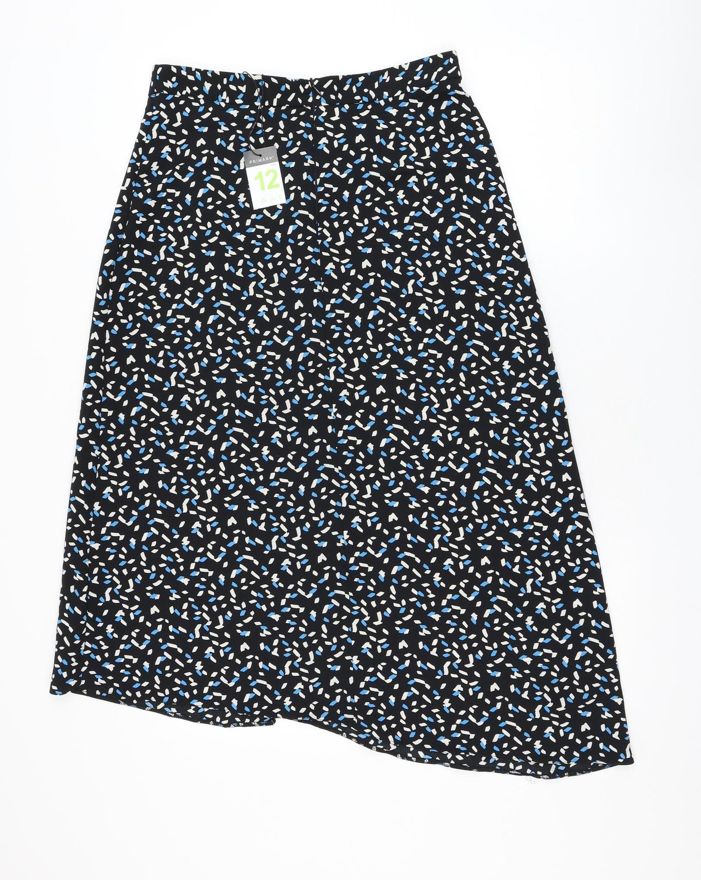 Primark Womens Black Geometric Polyester Maxi Skirt Size 12 Zip