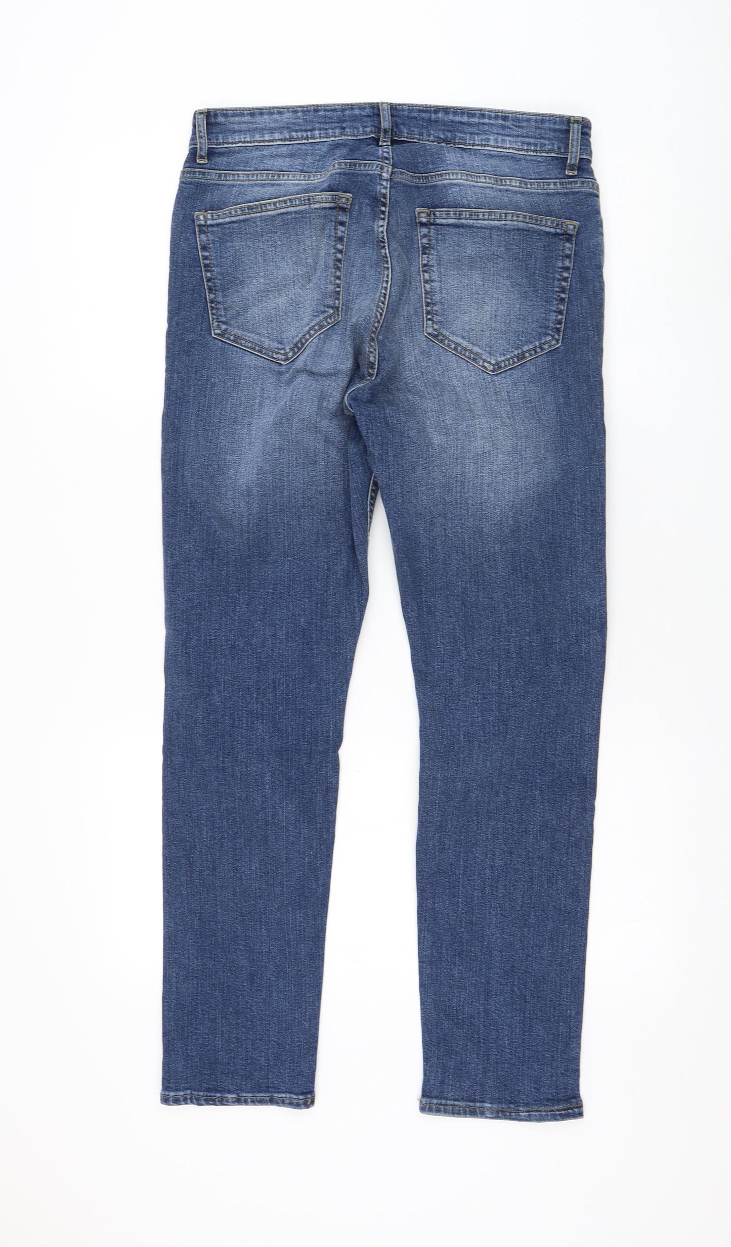 New Look Mens Blue Cotton Straight Jeans Size 34 in L29 in Regular Zip