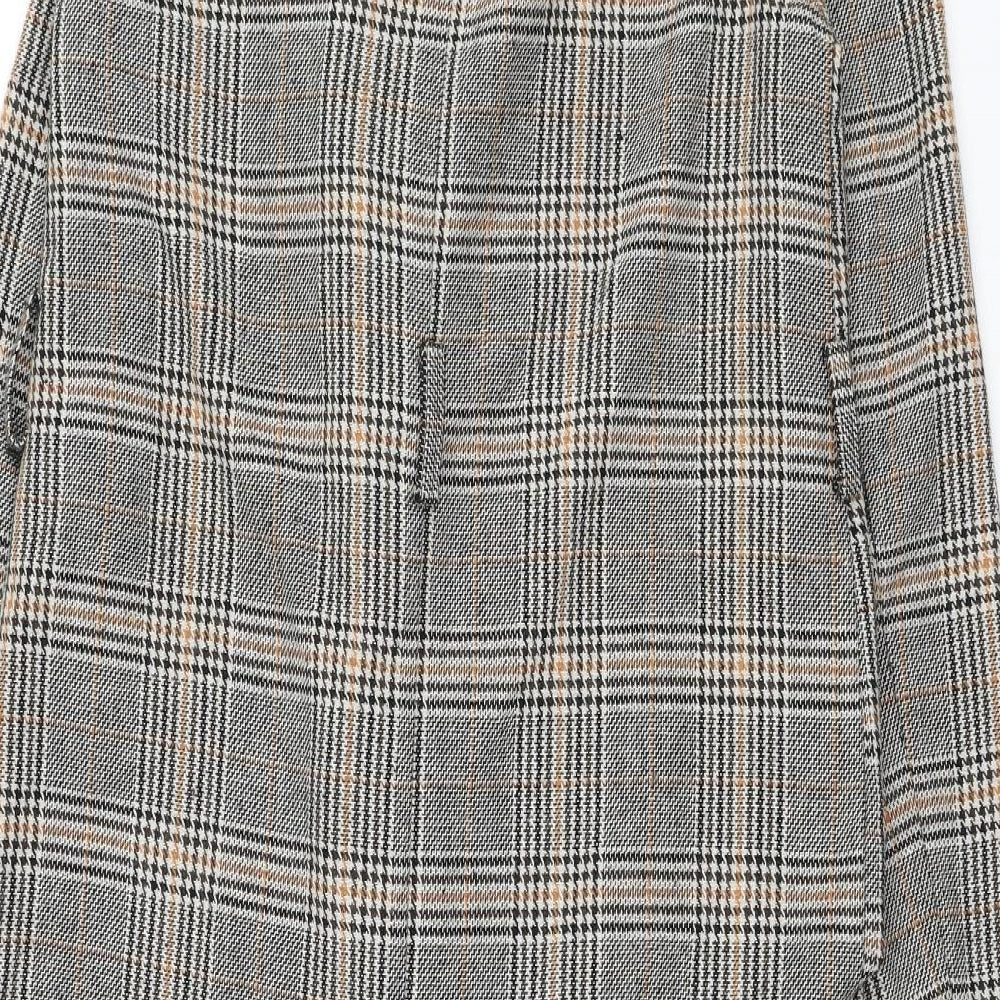 Primark Womens Black Check Overcoat Coat Size 4 Button