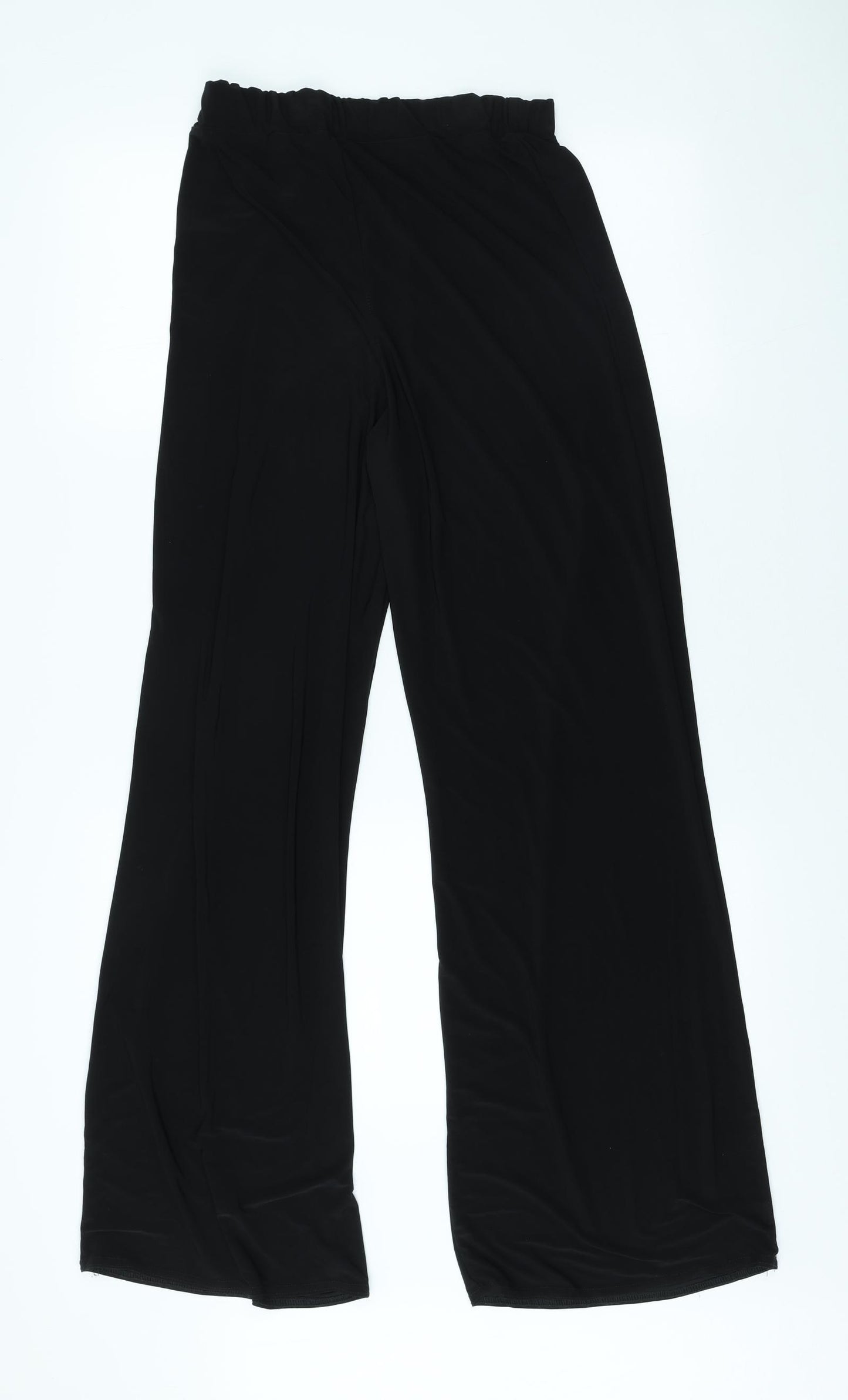 PRETTYLITTLETHING Womens Black Polyester Trousers Size 14 L31.5 in Regular