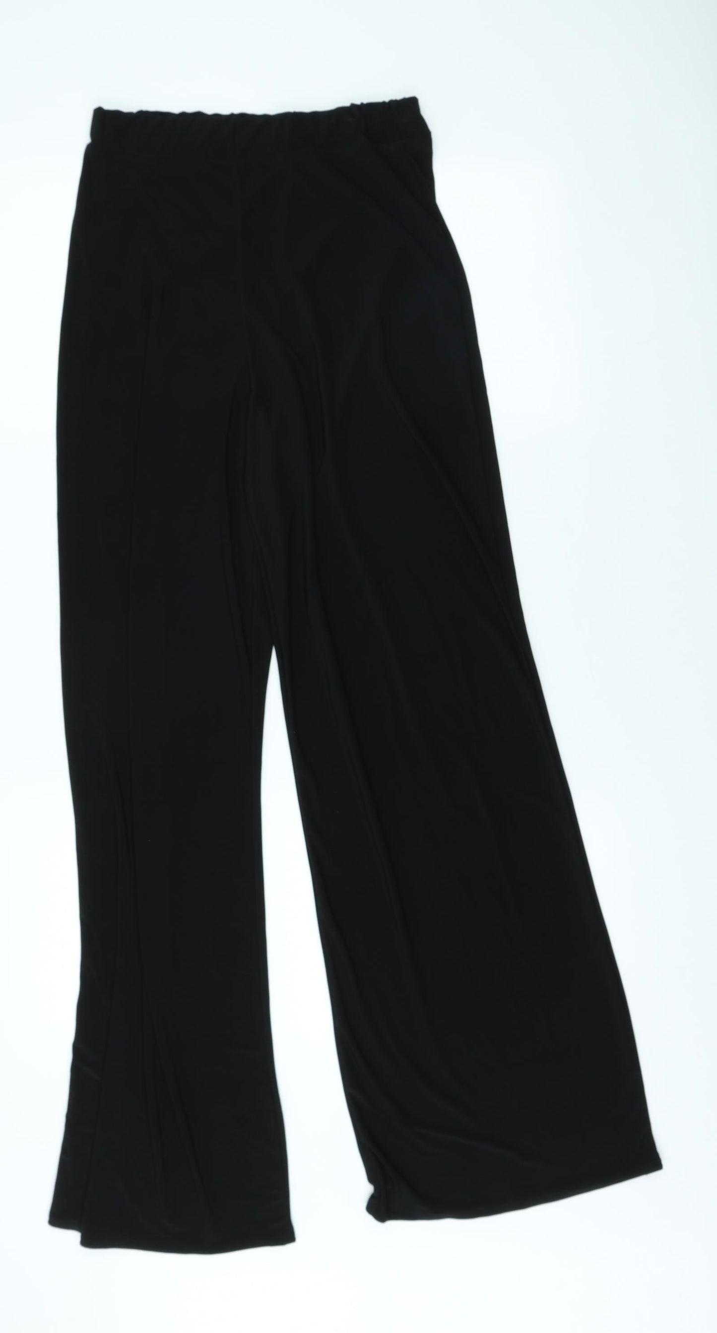 PRETTYLITTLETHING Womens Black Polyester Trousers Size 14 L31.5 in Regular