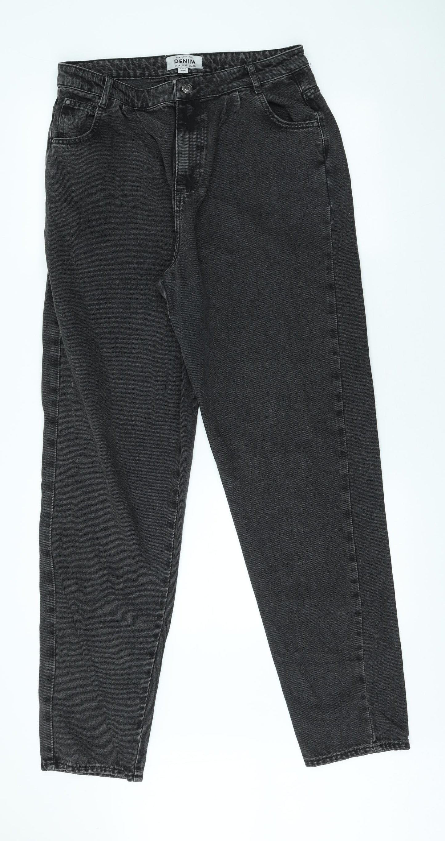 New Look Womens Grey Cotton Mom Jeans Size 14 L31 in Regular