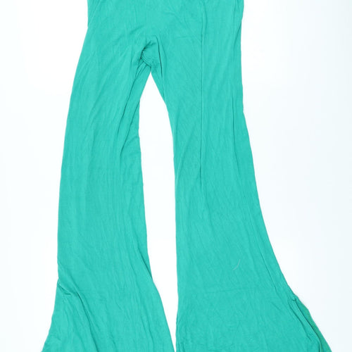 PRETTYLITTLETHING Womens Green Viscose Jogger Leggings Size 14 L33 in