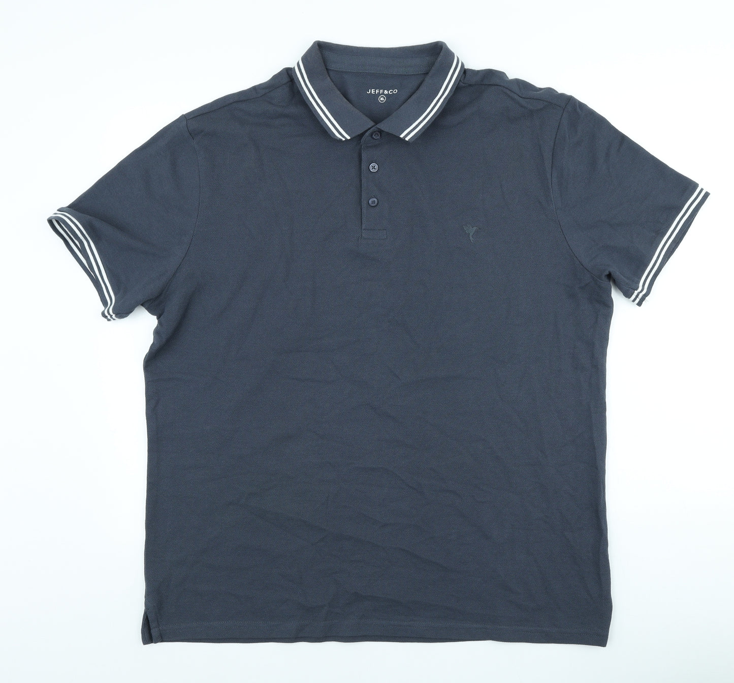 Jeff&Co Mens Blue Cotton Polo Size XL Collared