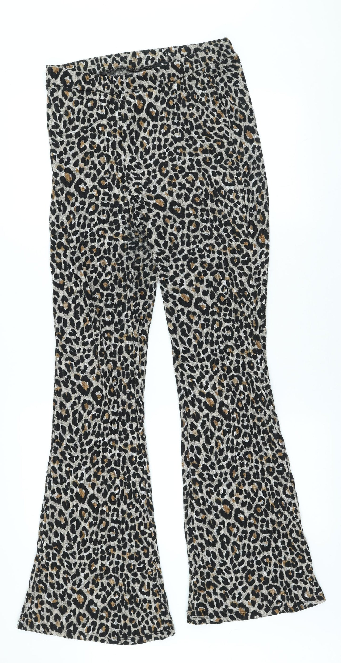 New Look Womens Beige Animal Print Polyester Trousers Size 14 L31 in Regular