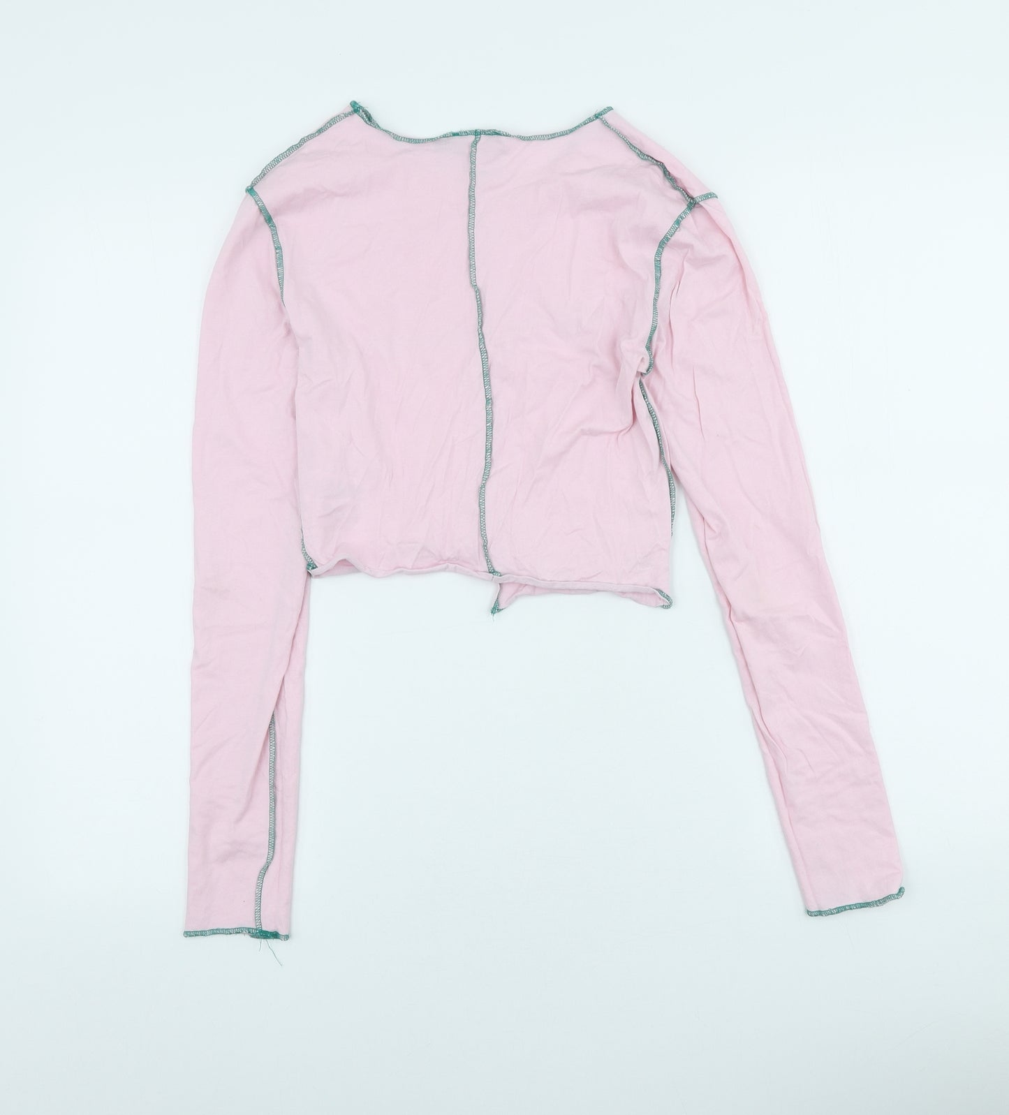 PRETTYLITTLETHING Womens Pink Cotton Basic T-Shirt Size 12 Round Neck