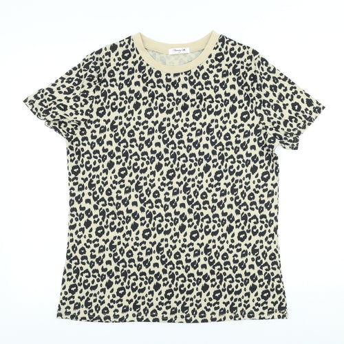 Blooming Jelly Womens Beige Animal Print Basic T-Shirt Size M Crew Neck