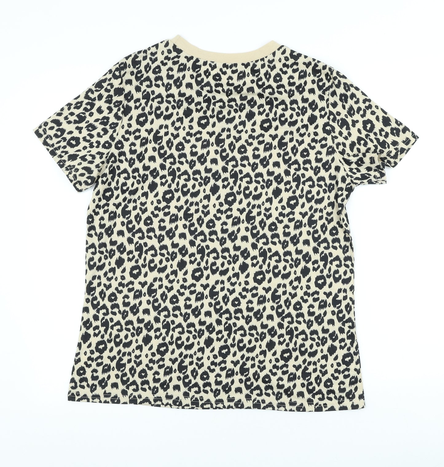 Blooming Jelly Womens Beige Animal Print Basic T-Shirt Size M Crew Neck