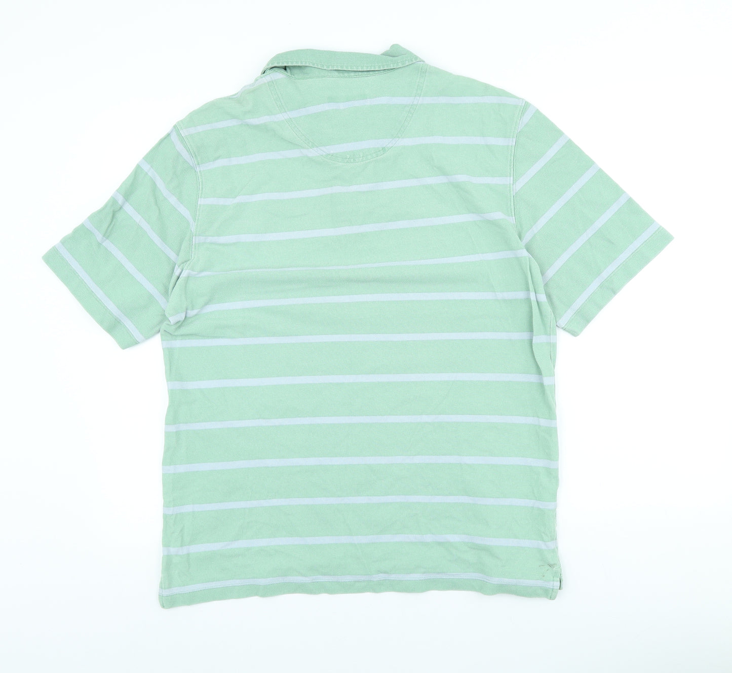 Austin Reed Mens Green Striped Cotton Polo Size L Collared