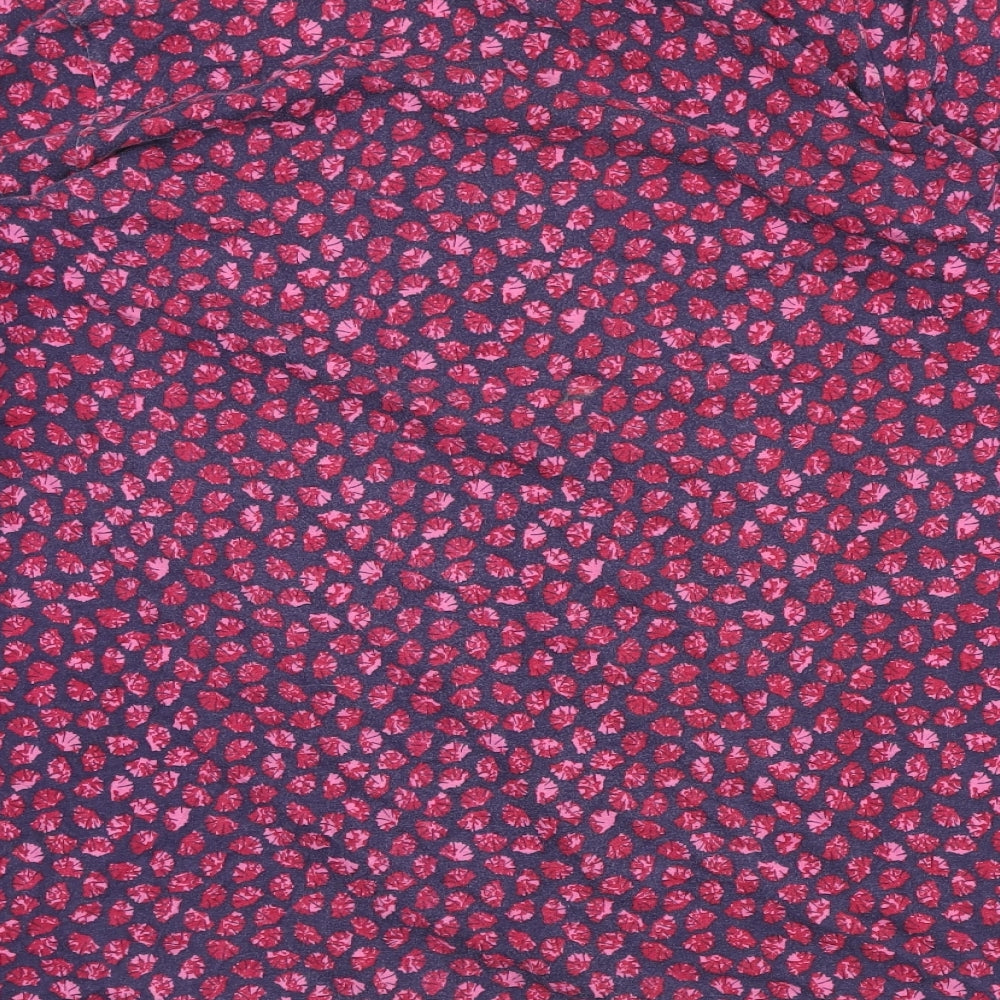 DASH Womens Purple Floral Cotton Basic T-Shirt Size 16 Scoop Neck