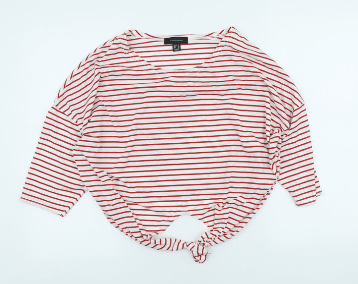 Atmosphere Womens Multicoloured Striped Polyester Basic T-Shirt Size 14 Scoop Neck
