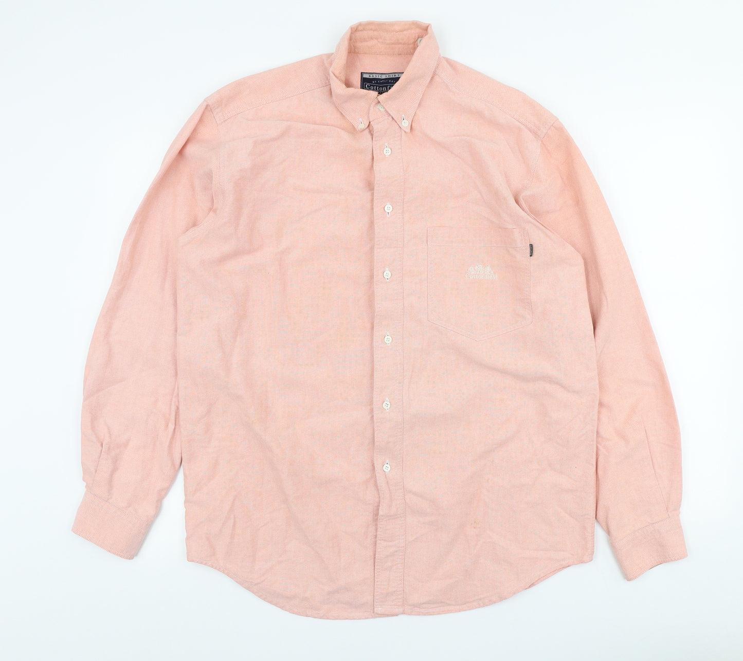 Cottonfield Mens Pink Cotton Button-Up Size M Collared