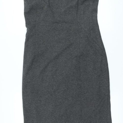 NEXT Womens Grey Polyester Sheath Size 12 Scoop Neck