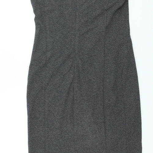 NEXT Womens Grey Polyester Sheath Size 12 Scoop Neck