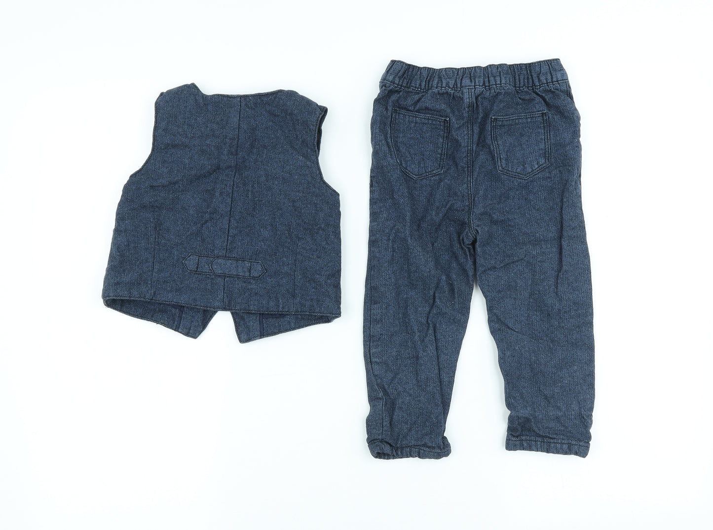 F&F Boys Blue Cotton Trouser Suit Suit Size 18-24 Months