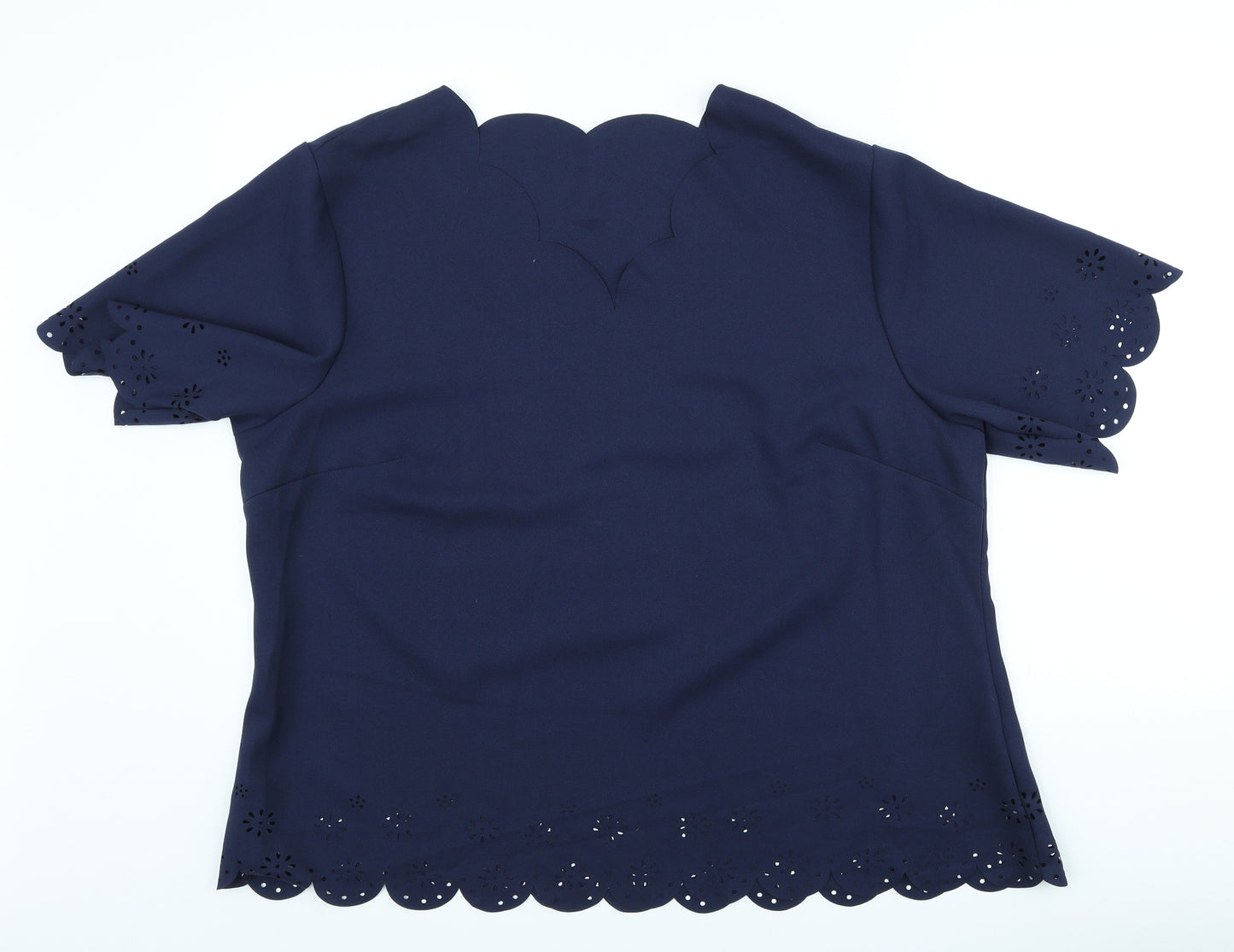 SheIn Womens Blue Polyester Basic T-Shirt Size 2XL V-Neck