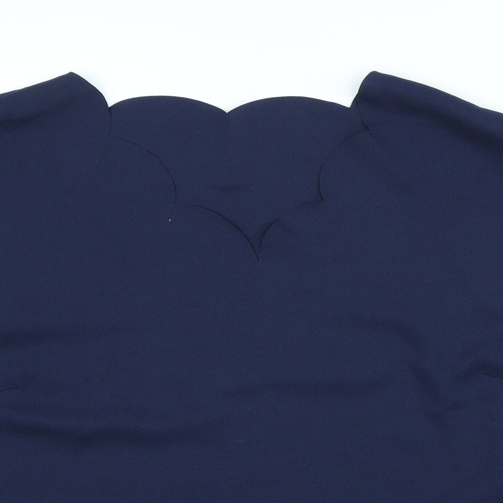 SheIn Womens Blue Polyester Basic T-Shirt Size 2XL V-Neck