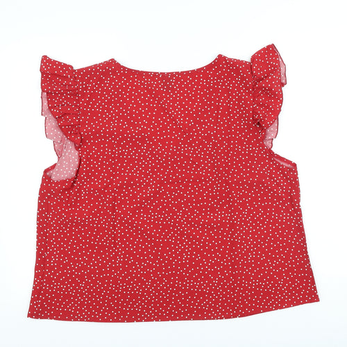 SheIn Womens Red Polka Dot Polyester Basic T-Shirt Size 2XL V-Neck