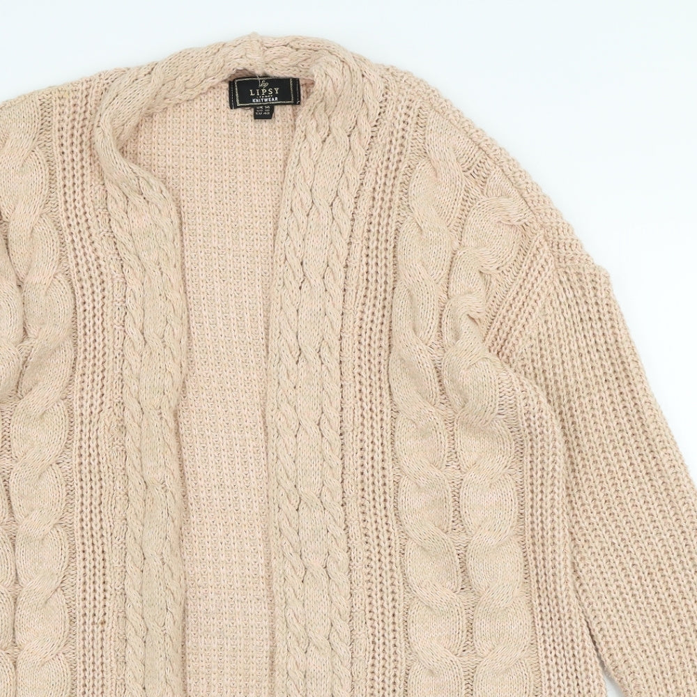 Lispy Womens Pink Round Neck Acrylic Cardigan Jumper Size 14