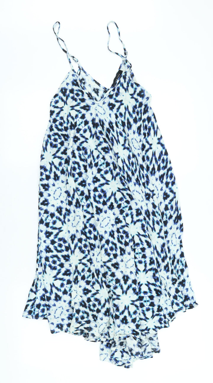 New Look Womens Blue Viscose Fit & Flare Size 8 V-Neck