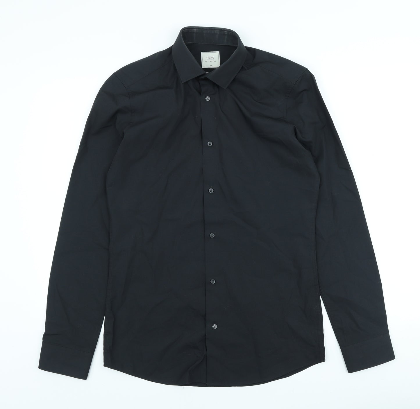 NEXT Mens Black Polyester Dress Shirt Size 15 Collared