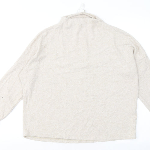 H&M Womens Beige Round Neck Viscose Pullover Jumper Size S