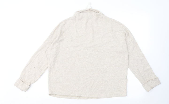 H&M Womens Beige Round Neck Viscose Pullover Jumper Size S
