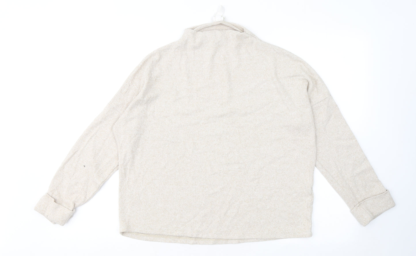 H&M Womens Beige Round Neck Viscose Pullover Jumper Size S