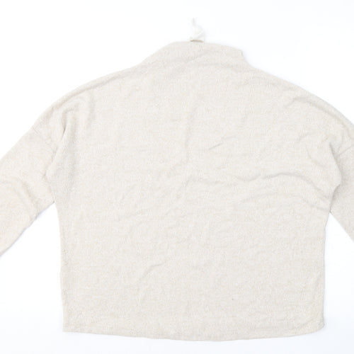 H&M Womens Beige Round Neck Viscose Pullover Jumper Size S