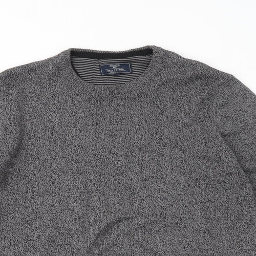 Atlantic Bay Mens Grey Round Neck Cotton Pullover Jumper Size M
