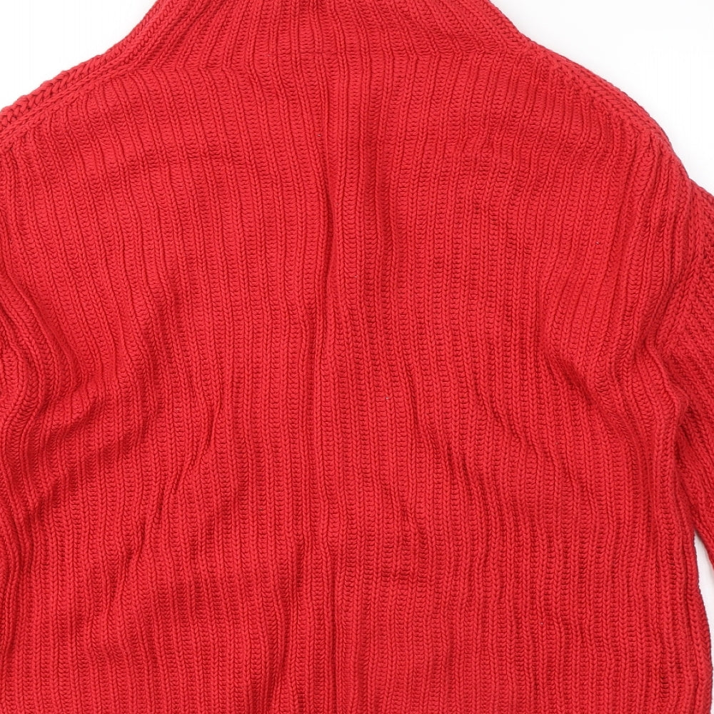 Gap Mens Red Mock Neck Cotton Pullover Jumper Size M