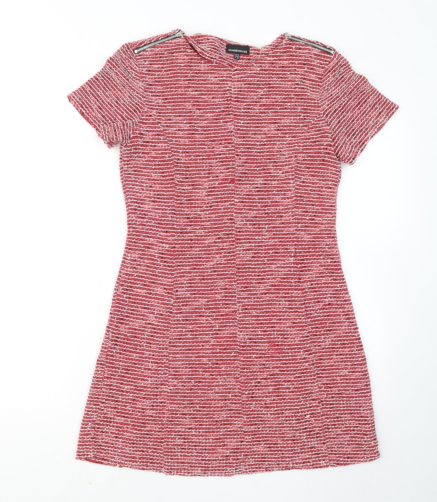Warehouse Womens Red Geometric Polyester T-Shirt Dress Size 10