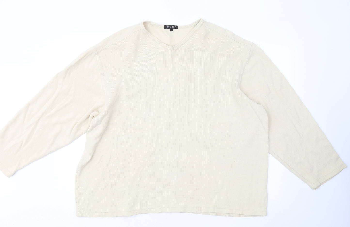 George Womens Beige Cotton Pullover Sweatshirt Size XL