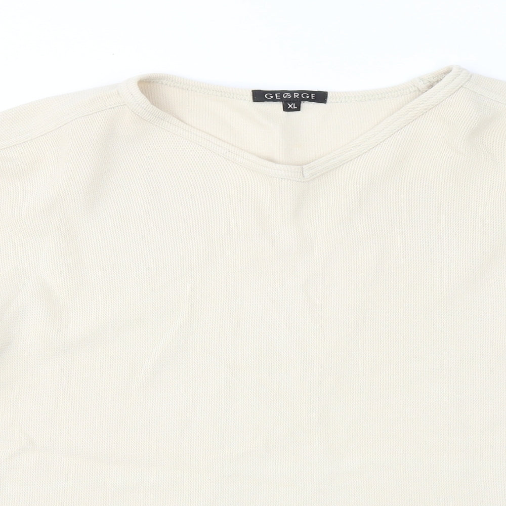 George Womens Beige Cotton Pullover Sweatshirt Size XL