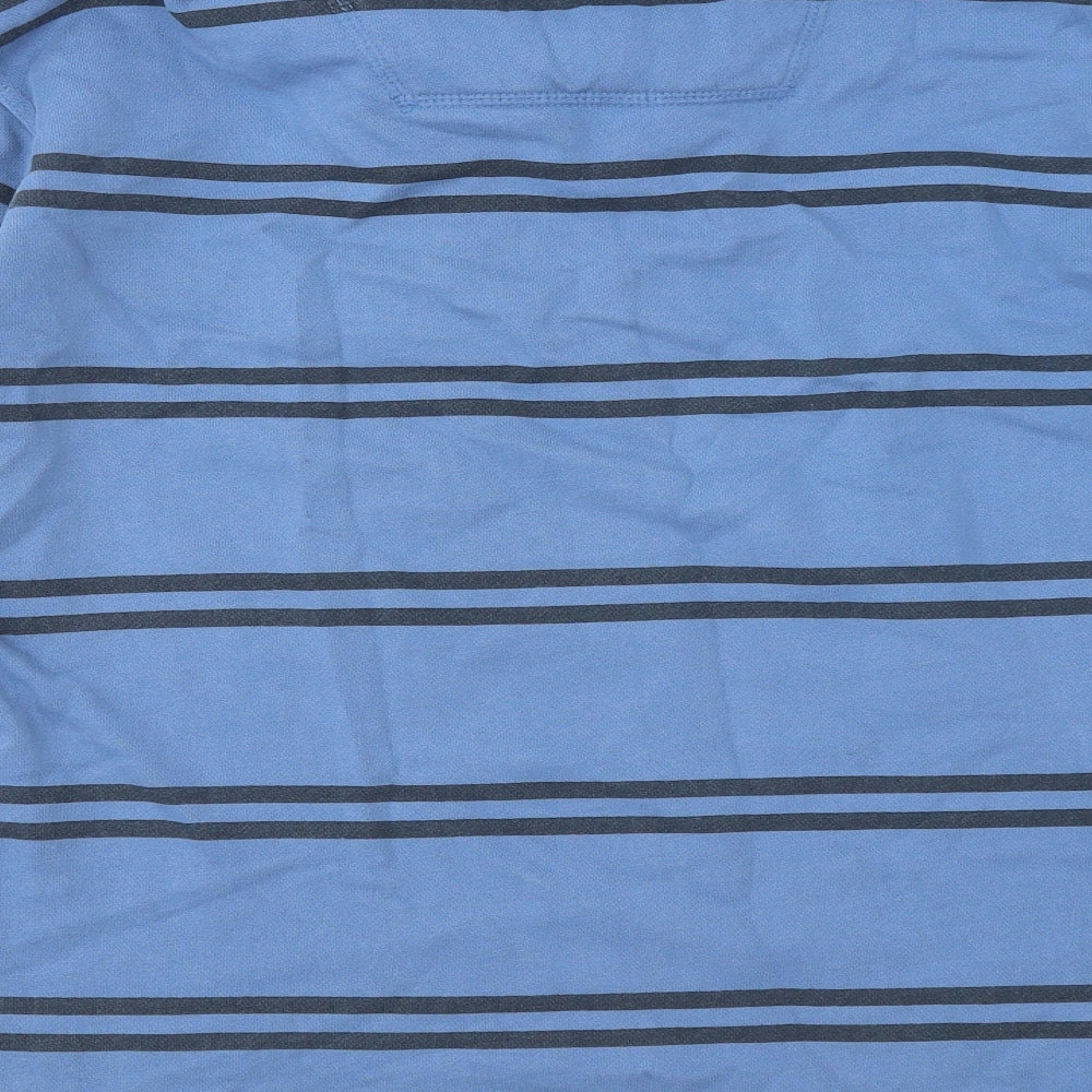George Mens Blue Mock Neck Striped Cotton Pullover Jumper Size XL