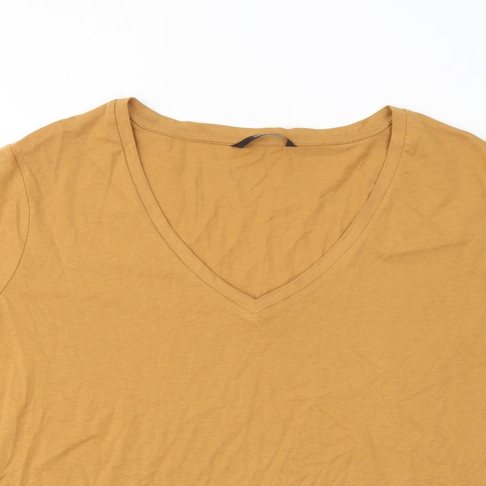 George Womens Yellow Cotton Basic T-Shirt Size 22 V-Neck