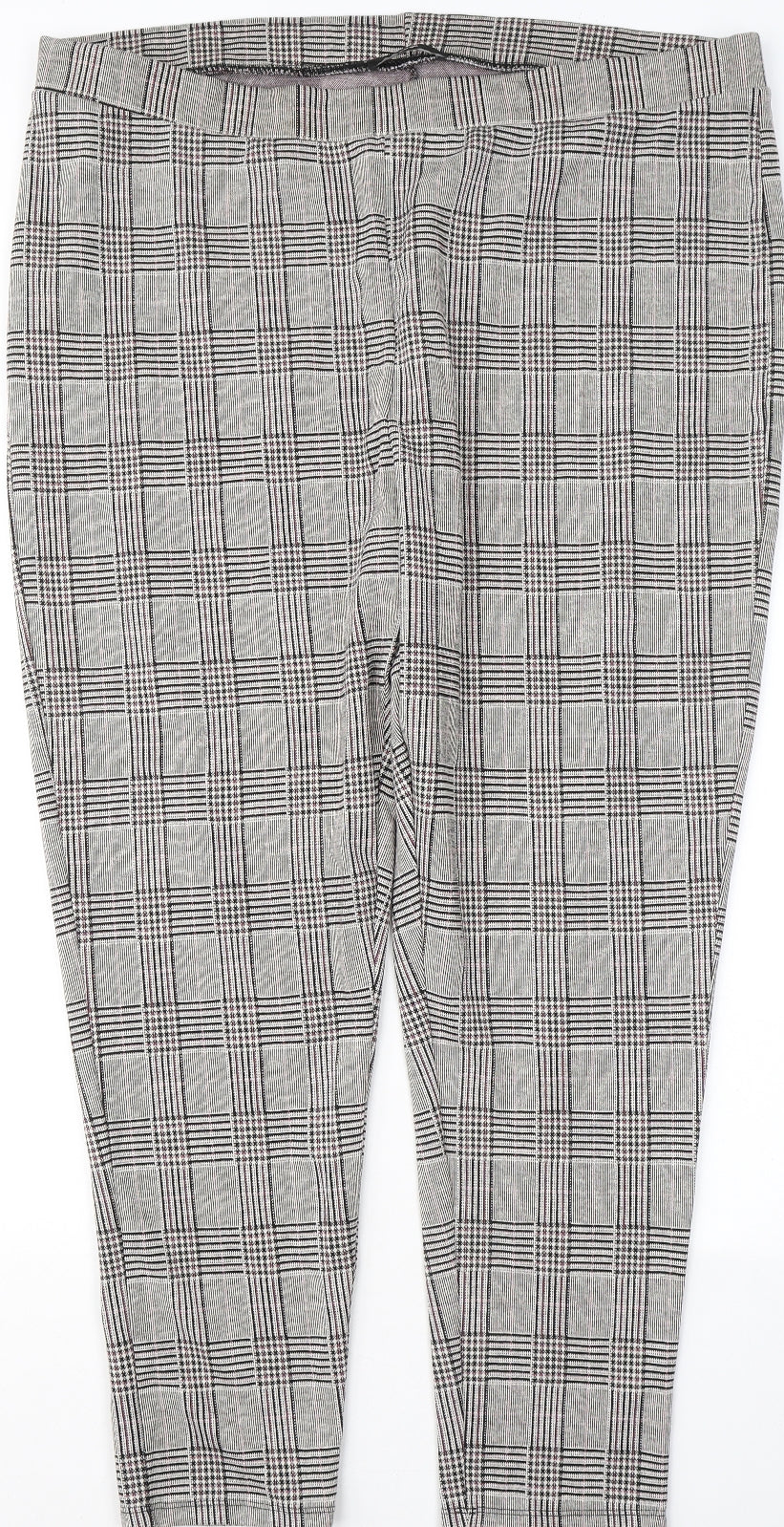 George Womens Beige Plaid Cotton Trousers Size 24 L28 in Regular
