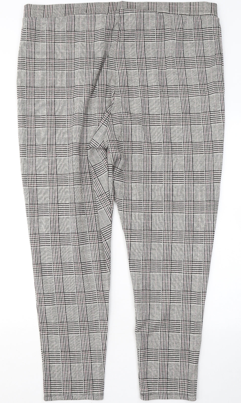 George Womens Beige Plaid Cotton Trousers Size 24 L28 in Regular