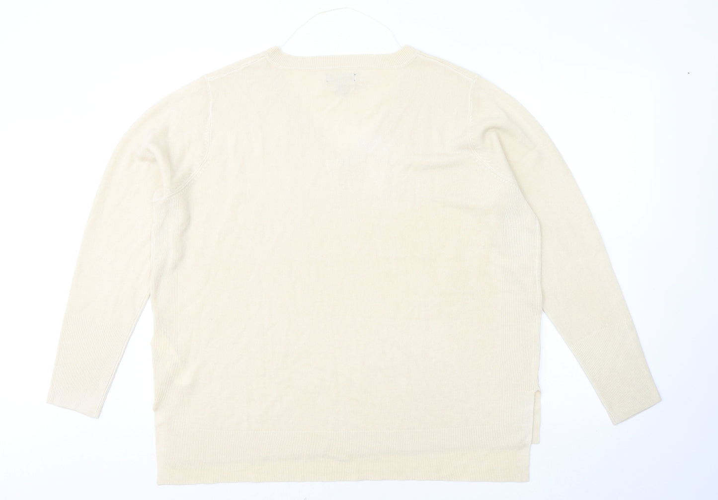 Primark Womens Yellow V-Neck Acrylic Henley Jumper Size 18