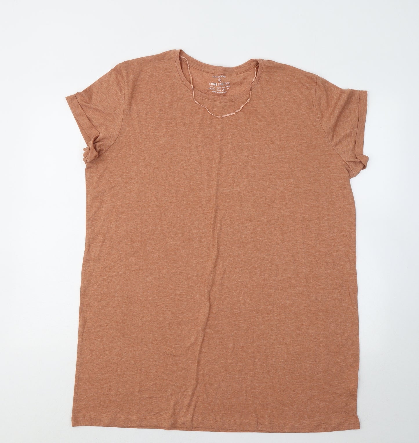 Primark Womens Orange Polyester Basic T-Shirt Size 18 Round Neck