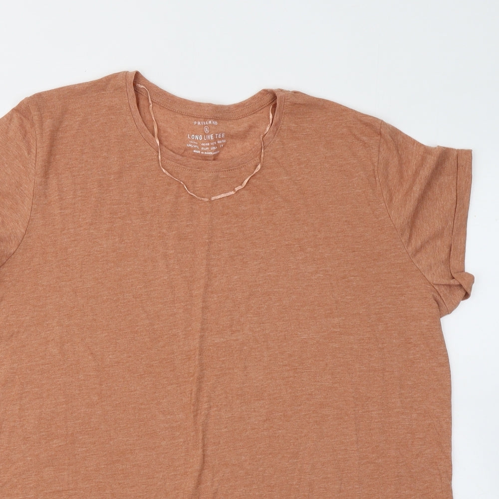 Primark Womens Orange Polyester Basic T-Shirt Size 18 Round Neck