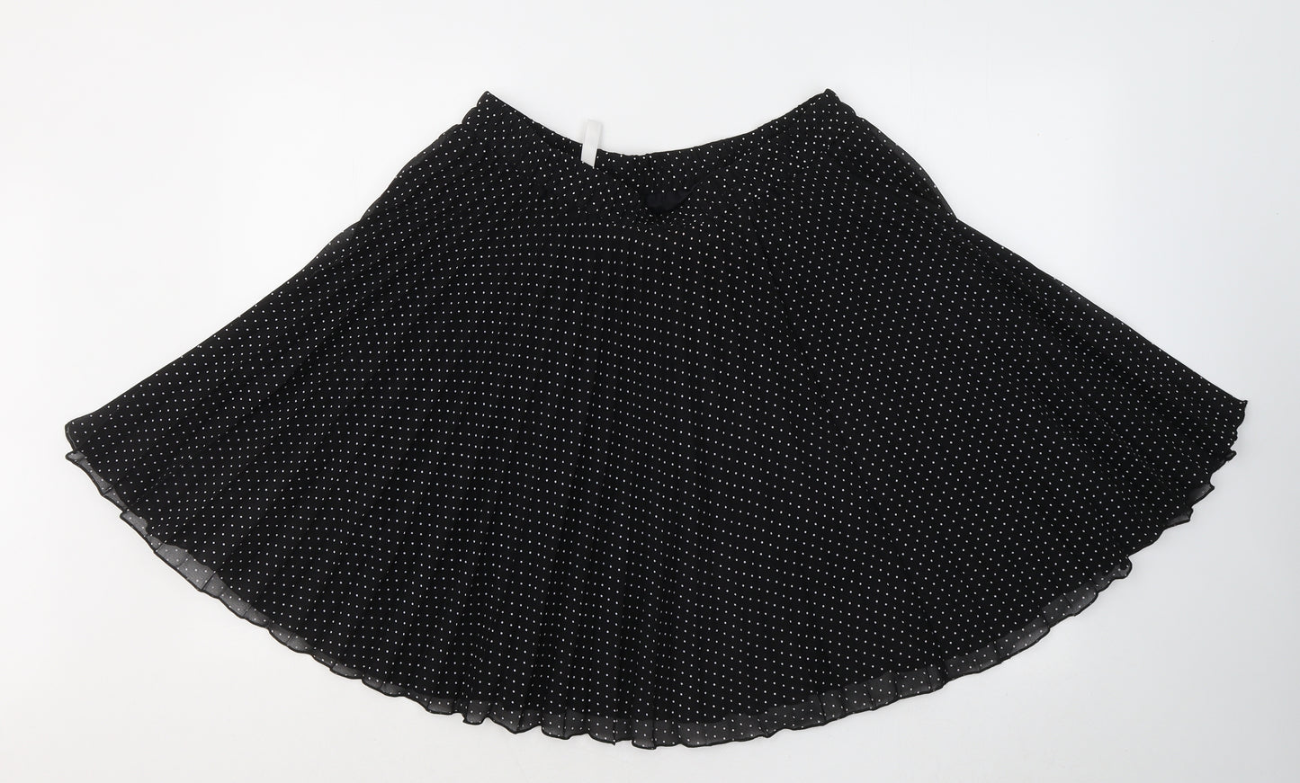 BHS Womens Black Polka Dot Polyester Flare Skirt Size 16