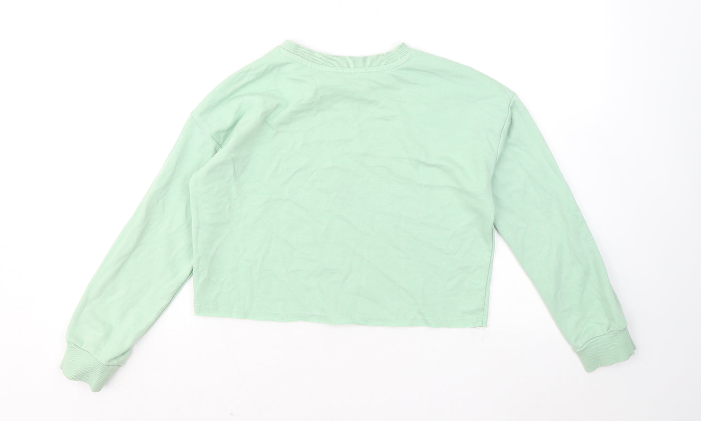 George Girls Green Cotton Pullover Sweatshirt Size 9-10 Years - I want it all Life is sweet