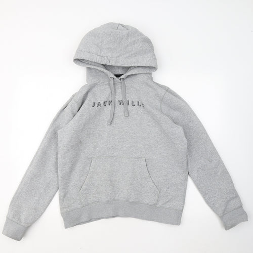 Jack Wills Womens Grey Cotton Pullover Hoodie Size 14