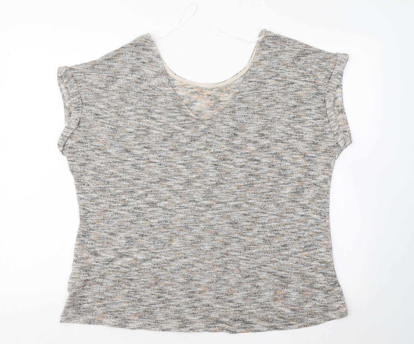 New Look Womens Gold Round Neck Geometric Viscose Pullover Jumper Size 18