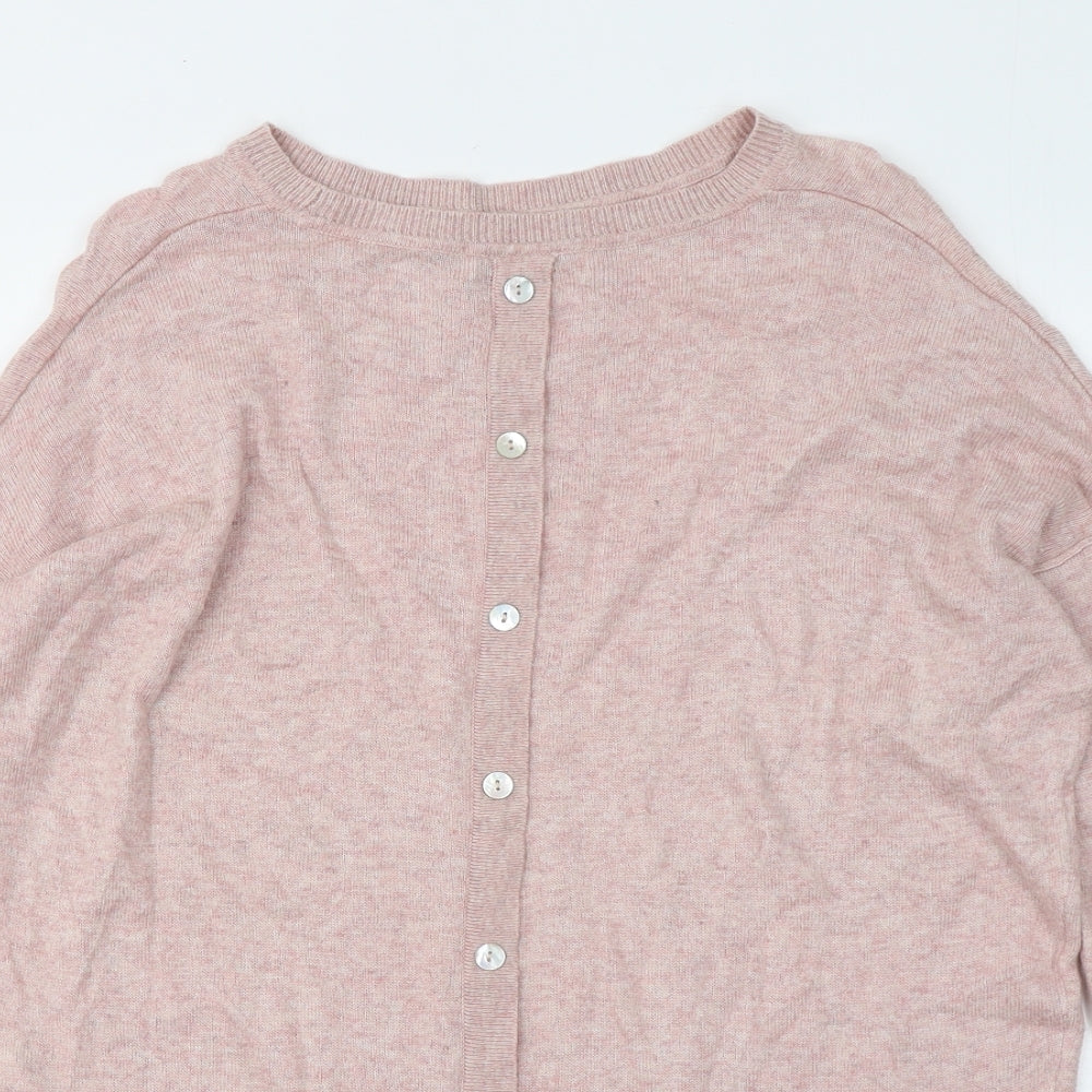 John Rocha Womens Pink Round Neck Polyimide Cardigan Jumper Size 14