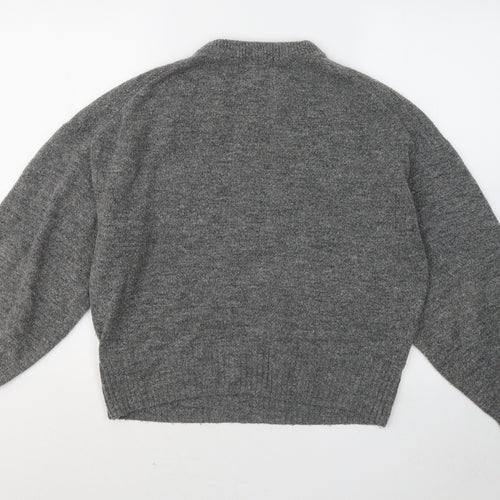 H&M Womens Grey Round Neck Acrylic Pullover Jumper Size S