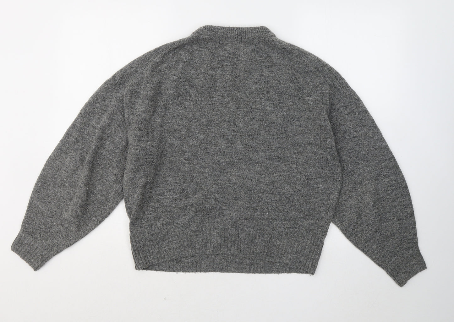H&M Womens Grey Round Neck Acrylic Pullover Jumper Size S