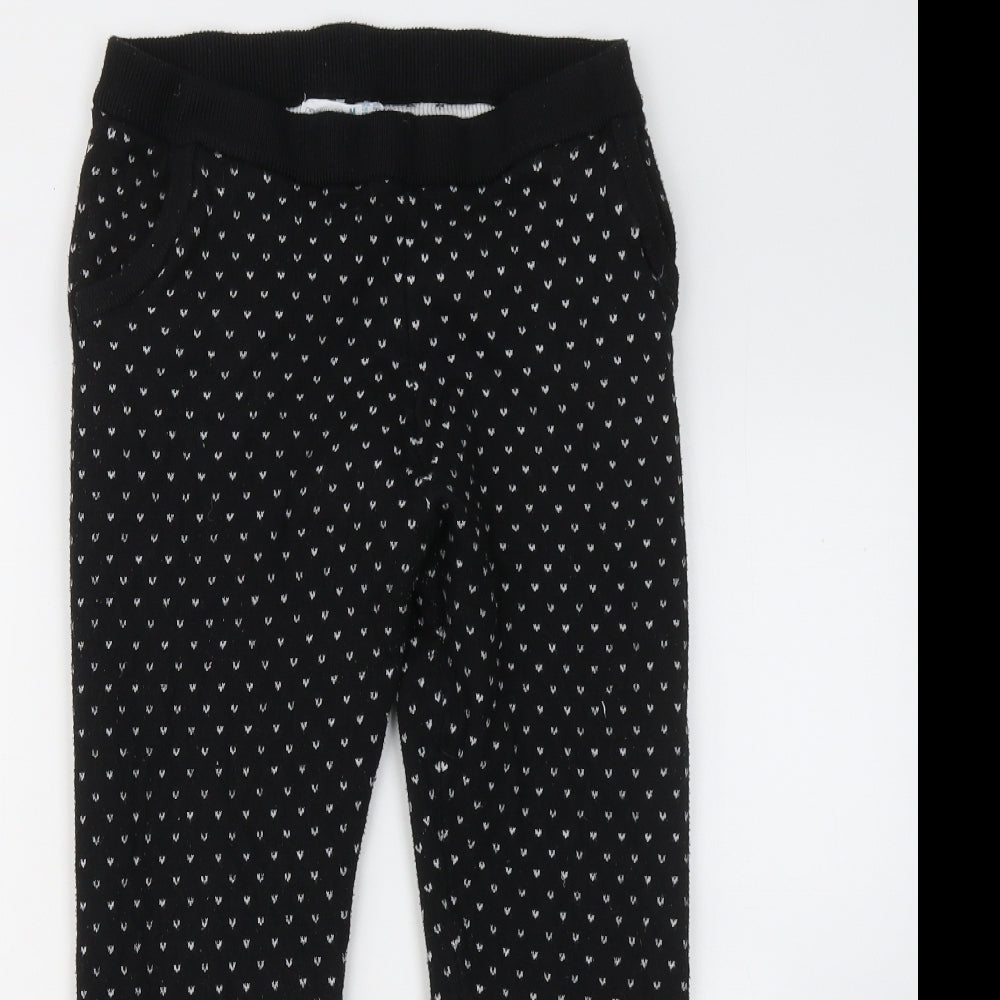 Primark Womens Black Geometric Polyester Jogger Trousers Size 12 L23 in Regular - Christmas